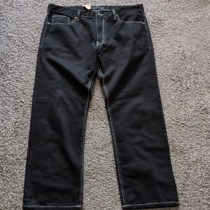 Qruel Men's Wide-Leg Black Jeans with Contrast Stitching NWT 40x31